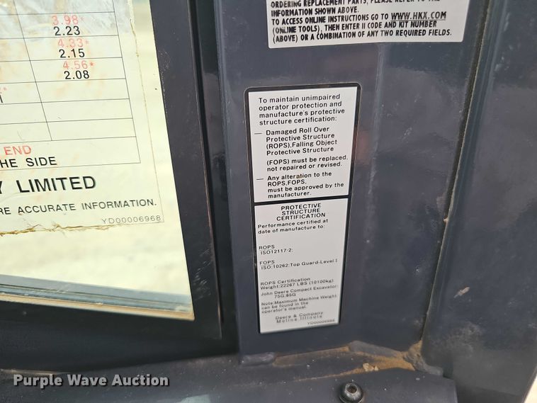 image for item DR3763 2014 John Deere 85G mini excavator