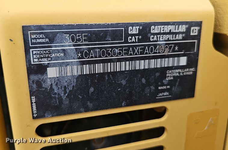 image for item DR3768 2014 Caterpillar 305E CR mini excavator