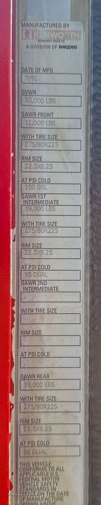 image for item DS3764 1992 Kenworth T660 dump truck