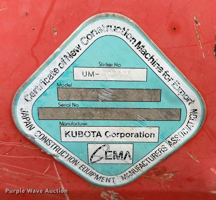 image for item DS3769 2017 Kubota KX033-4 mini excavator