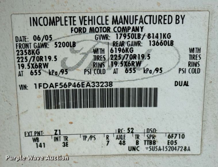 image for item DS3781 2006 Ford F550  bucket truck