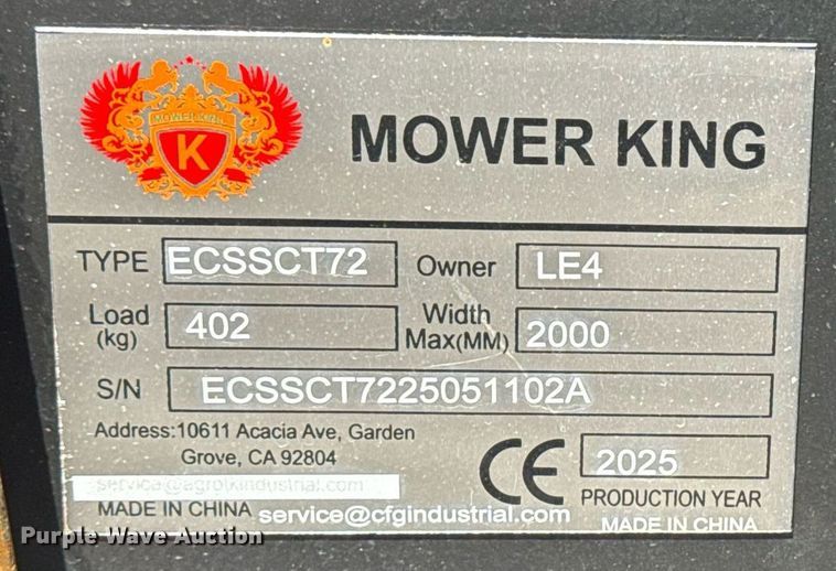 image for item DS3815 2025 Mower King ECSSCT72 skid steer trencher