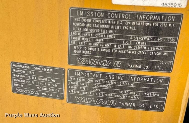 image for item DS4375 2013 John Deere 35D mini excavator