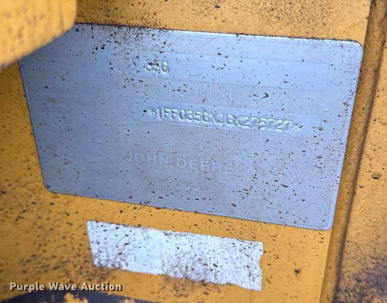 image for item DS4376 2016 John Deere 35G mini excavator