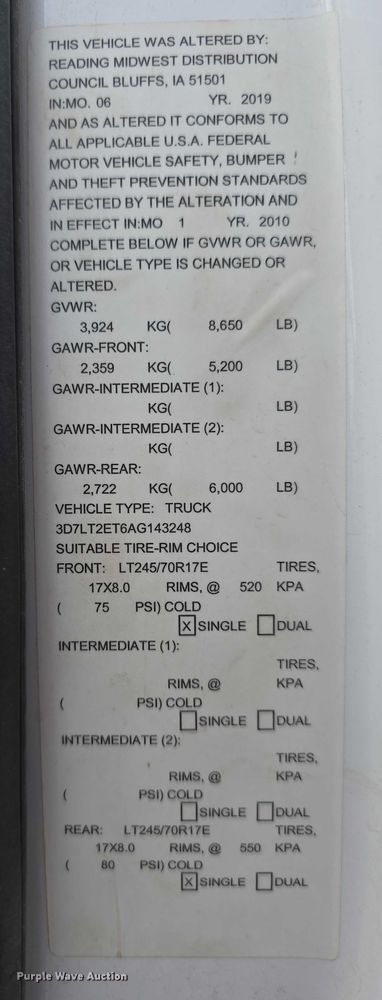 image for item DT6904 2010 Dodge Ram 2500 utility bed pickup truck