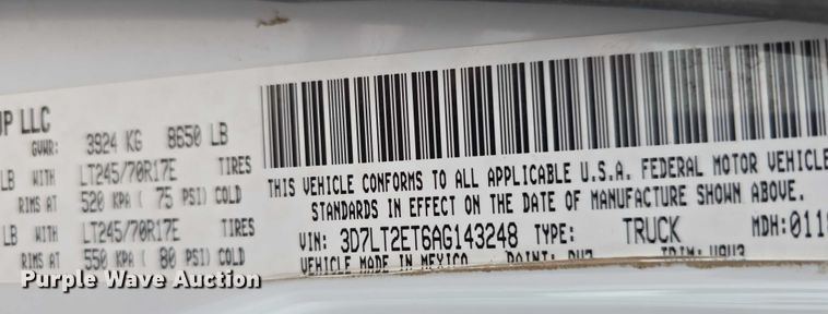 image for item DT6904 2010 Dodge Ram 2500 utility bed pickup truck