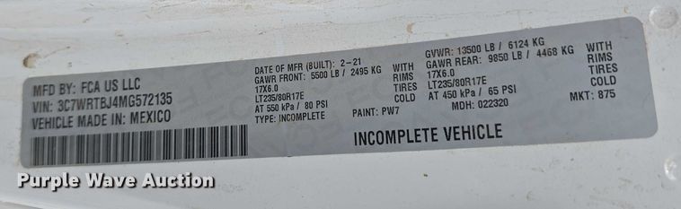 image for item DT6906 2021 Dodge Ram 3500  utility bed pickup truck