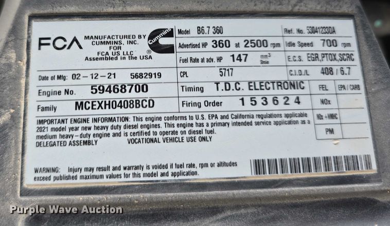 image for item DT6908 2021 Dodge Ram 5500 utility / service truck