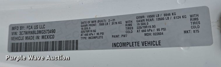 image for item DT6908 2021 Dodge Ram 5500 utility / service truck