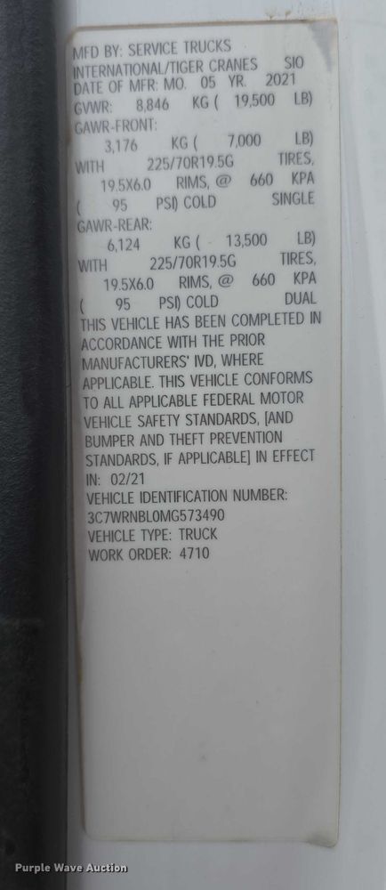 image for item DT6908 2021 Dodge Ram 5500 utility / service truck