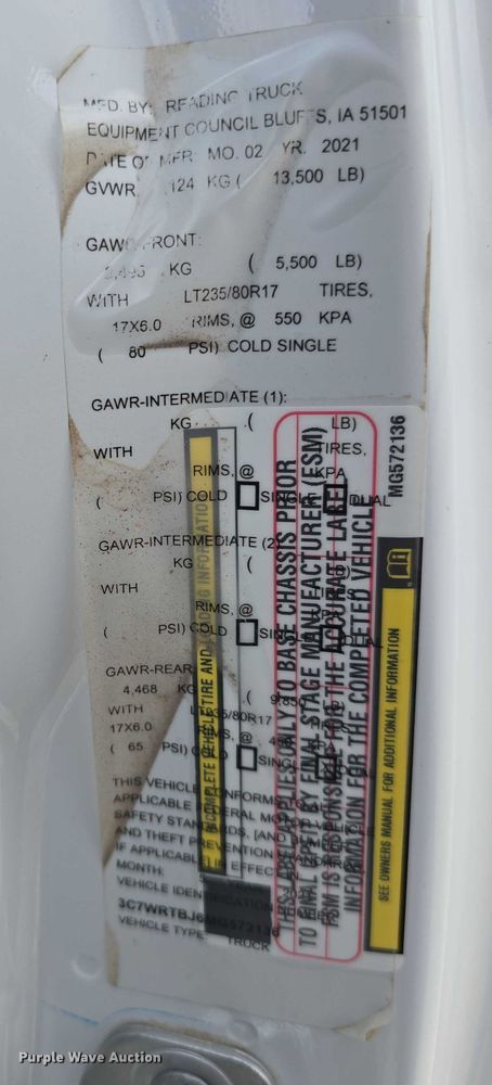 image for item DT6909 2021 Dodge  Ram 3500 utility bed pickup truck