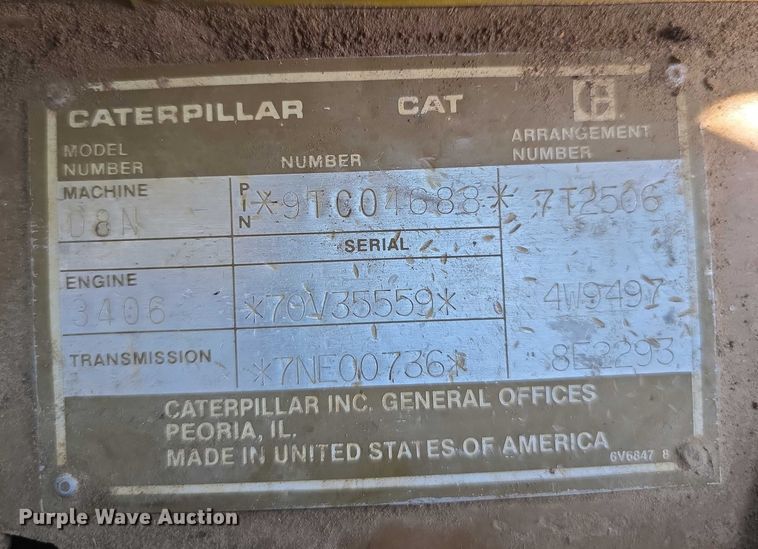 image for item DT6970 1990 Caterpillar D8N cable plow