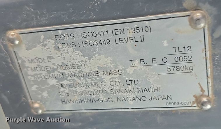 image for item DT6980 2013 Takeuchi TL12 tracked skid steer loader