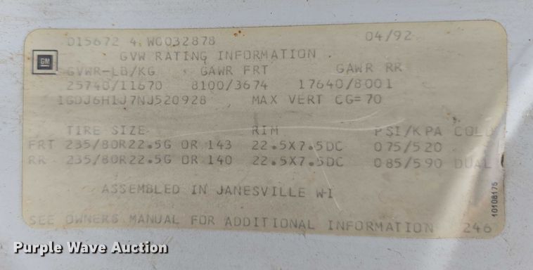 image for item DT6987 1992 GMC TopKick crane truck