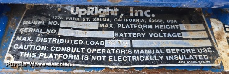 image for item DT6993 Upright, Inc. 66850-010 scissor lift