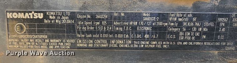 image for item DT7232 2014 Komatsu WA320-7 wheel loader