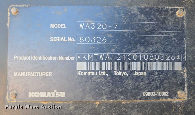 image for item DT7232 2014 Komatsu WA320-7 wheel loader