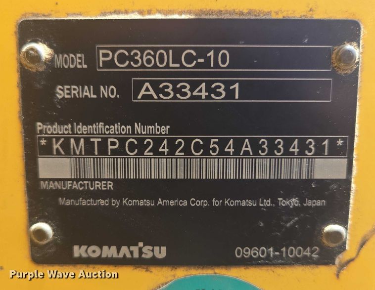 image for item DT7237 2014 Komatsu PC360LC-10 excavator