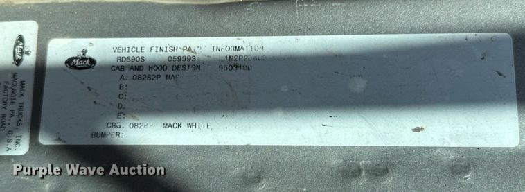 image for item DU9193 1999 Mack RD690S dump truck