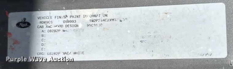 image for item DU9194 1999 Mack RD690S dump truck