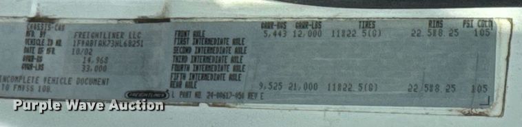 image for item DU9211 2003 Freightliner FL70 hydrovac truck