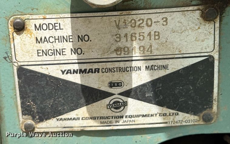 image for item DU9256 2005 Yanmar VIO20-3 mini excavator