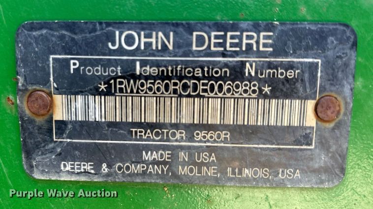 image for item DW7105 2013 John Deere 9560R Scraper Special 4WD tractor