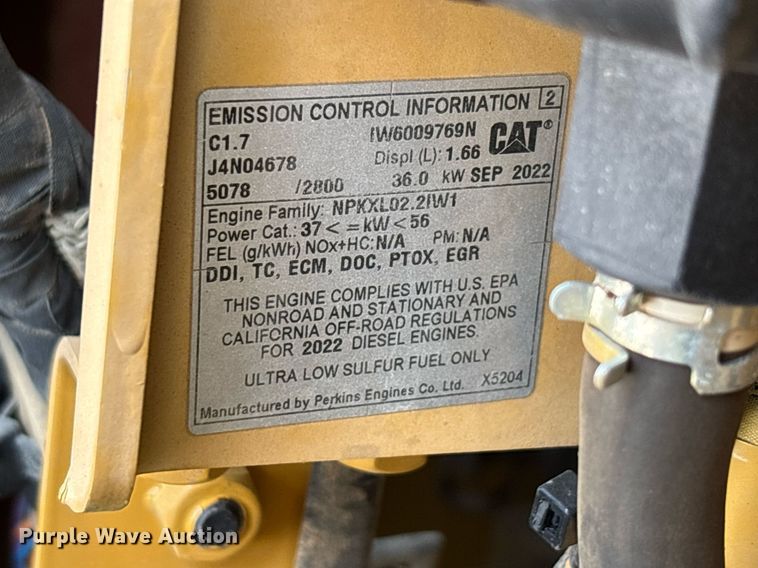 image for item DW7120 2023 Caterpillar 304 mini excavator