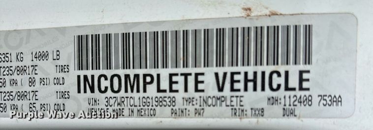 image for item DW7131 2016 Dodge Ram 3500 Crew Cab utility bed pickup truck