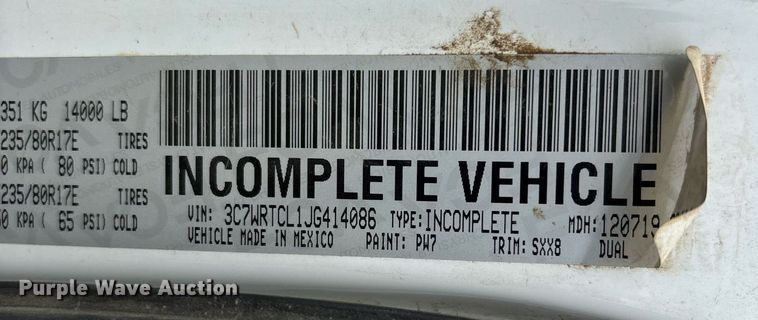 image for item DW7136 2018 Dodge Ram 3500 Crew Cab utility bed pickup truck