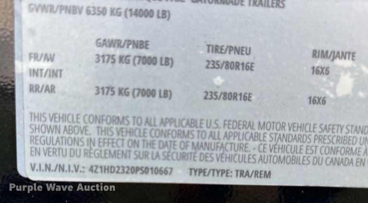 image for item DW7140 2023 Gatorade 20-3 equipment equipment trailer