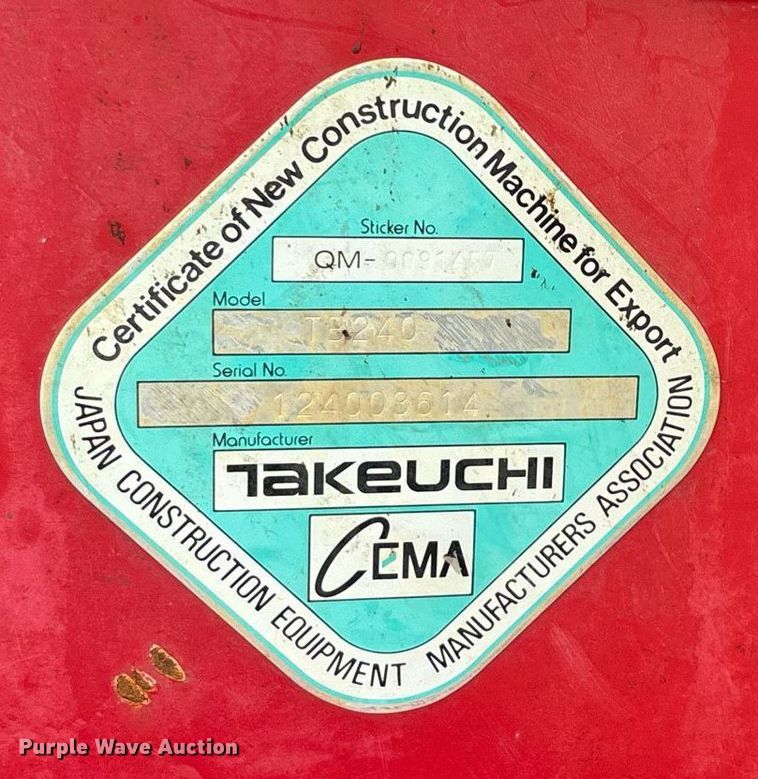 image for item DW7143 2018 Takeuchi TB240 mini excavator