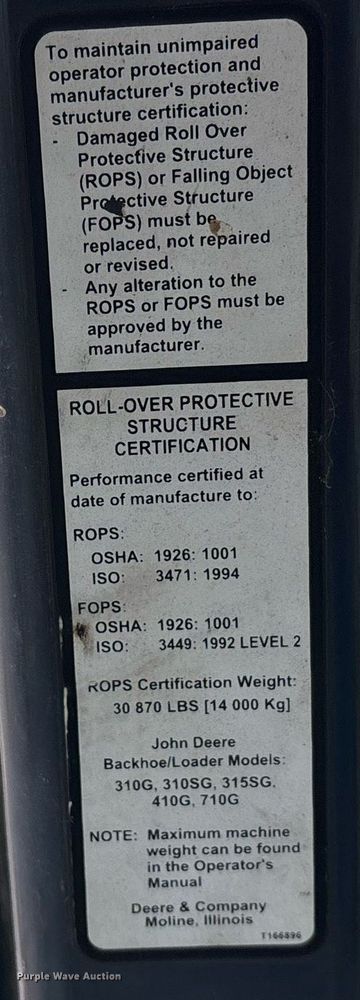 image for item DW7151 2005 John Deere 710G backhoe