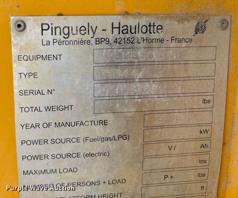 image for item DW7155 2005 Haulotte HB44J boom lift