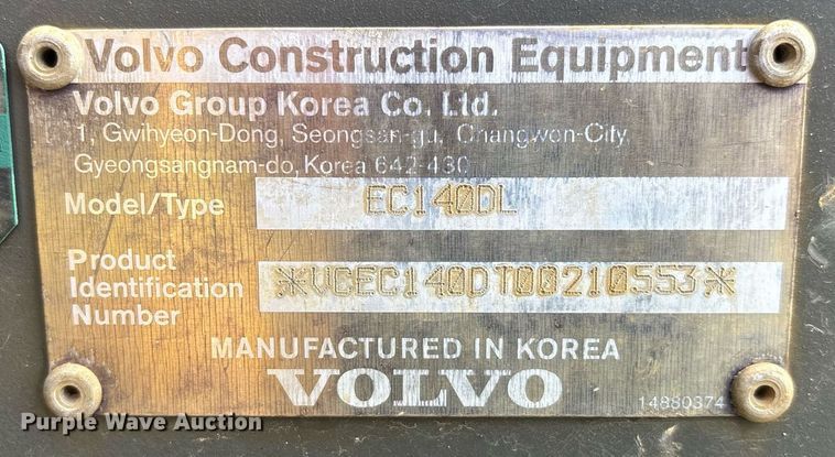image for item DW7163 2013 Volvo EC140D L excavator