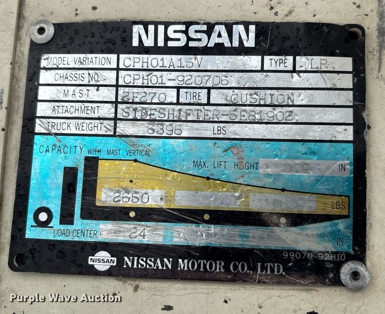 image for item DW7166 Nissan 30 forklift