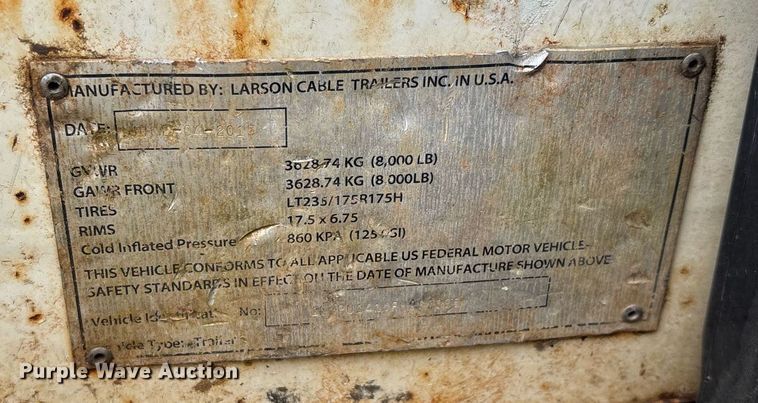 image for item DW7178 2015 Larson 5620 reel trailer