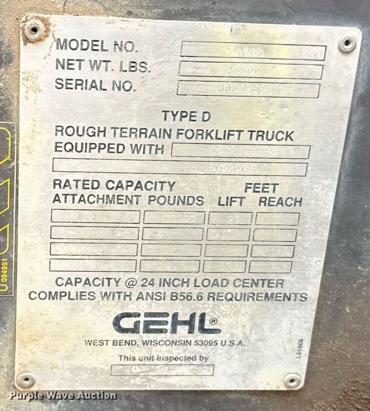 image for item DX5607 1993 Gehl 1083 telehandler