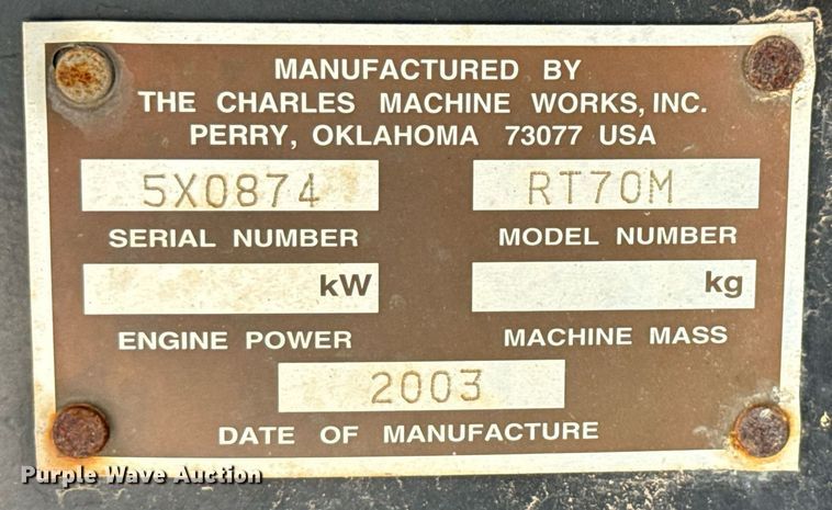 image for item DX5609 2003 Ditch Witch RT70M trencher