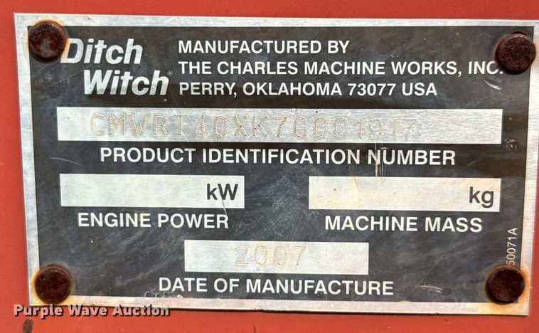 image for item DX5610 2007 Ditch Witch RT40 trencher