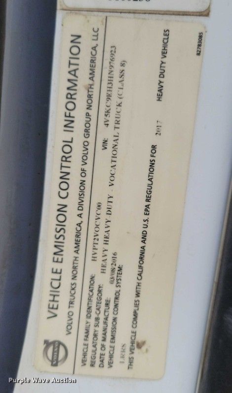 image for item DX7139 2017 Volvo VHD64F dump truck