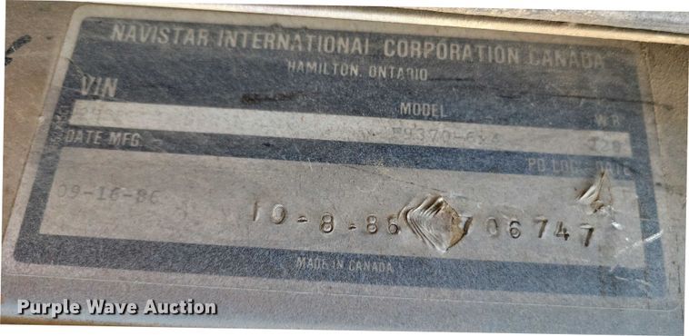 image for item DX7141 1987 International F9370 dump truck