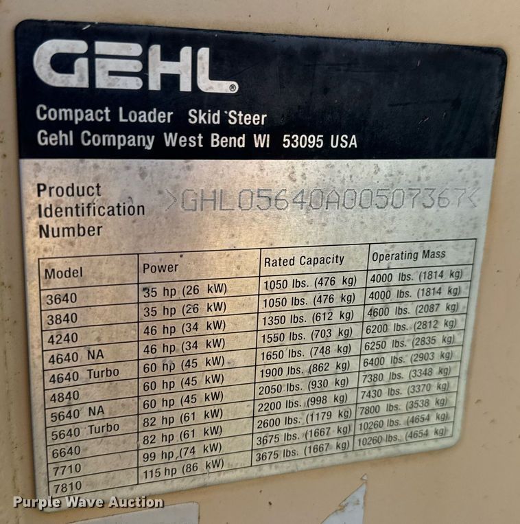 image for item DY0243 2006 Gehl 5640 Turbo skid steer loader