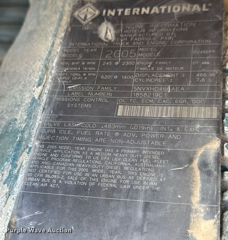 image for item DY0325 2006 International 4300 SBA water truck