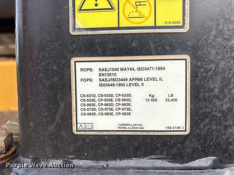 image for item DY0669 2007 Caterpillar CS563E single drum vibratory roller