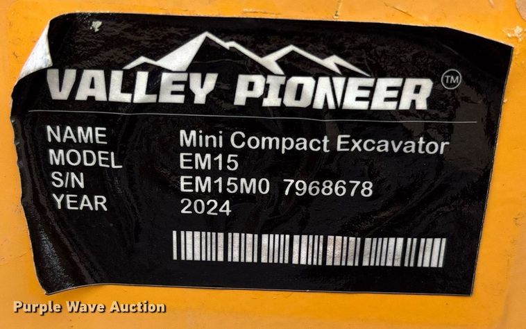 image for item DY0701 2024 Valley Pioneer EM15 mini excavator