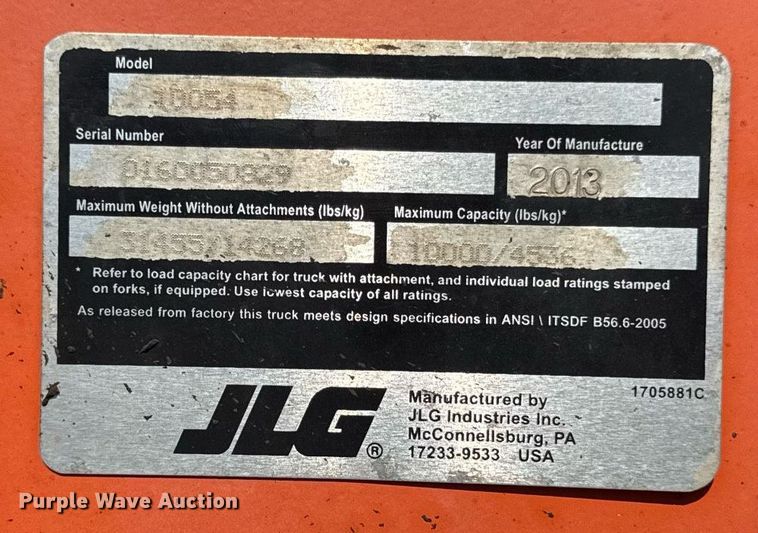 image for item DY8090 2013 JLG 10054 telehandler