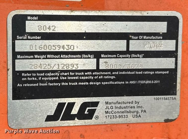 image for item DY8098 2014 JLG 8042 telehandler