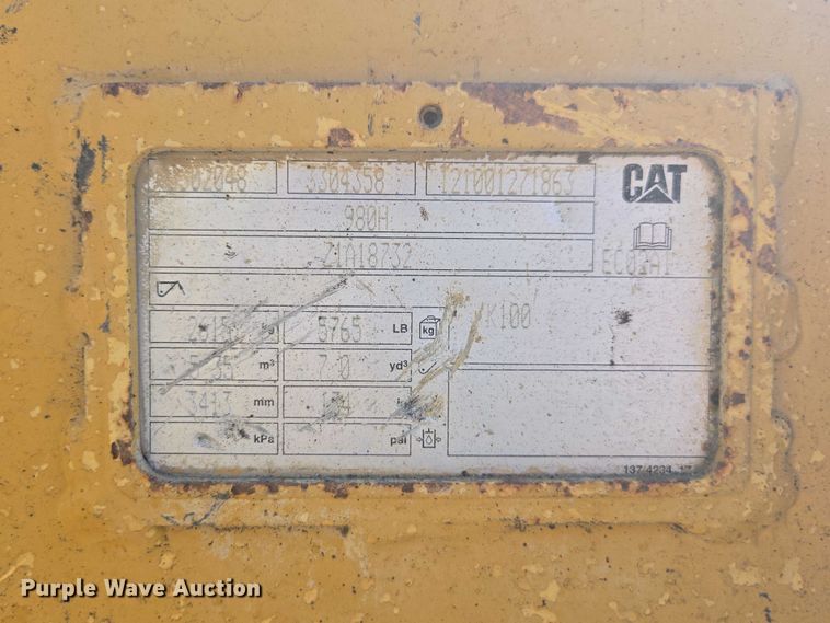 image for item EA2459 2013 Caterpillar 980K wheel loader