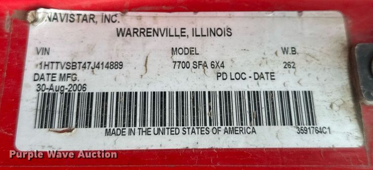 image for item EB2651 2007 International 7700 dump truck